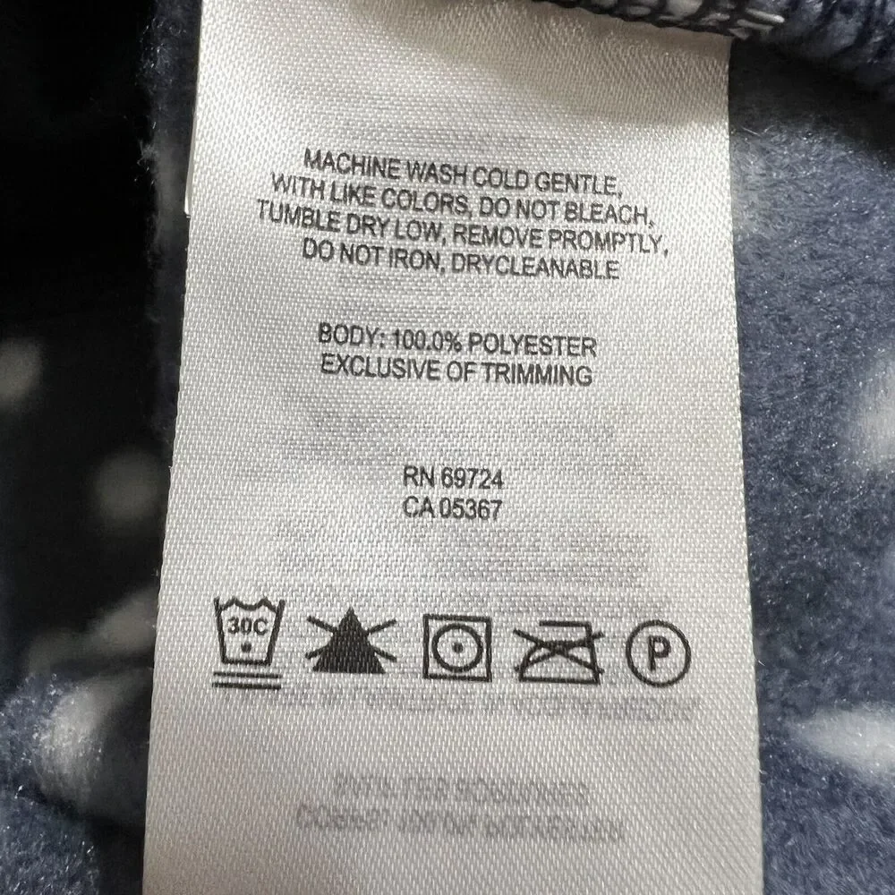 Columbia Girls Fleece Poncho Hooded Pullover Pockets Blue Polka Dots Medium